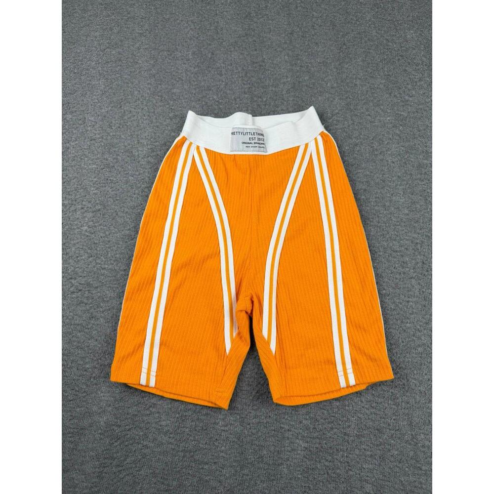 PRETTYLITTLETHING Streetwear Women's S‎ Orange Athletic Shorts White Design